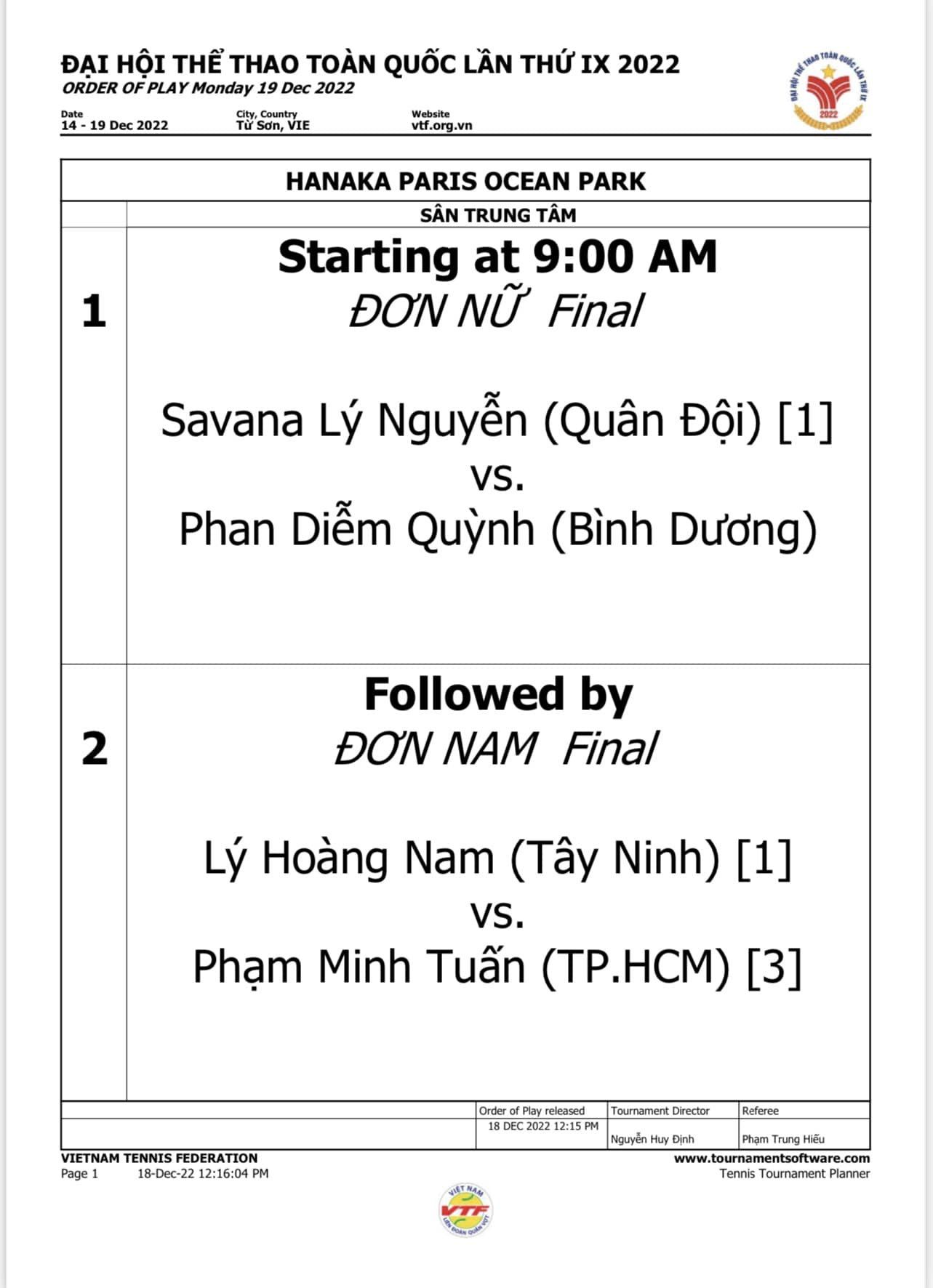 Lịch thi đấu môn Quần vợt tại Đại hội TDTT Toàn quốc 2022 hôm nay - Ảnh 6