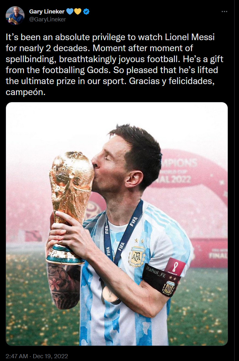 Gary Lineker: Messi là món quà mà các vị Thần đã ban tặng cho bóng đá - Ảnh 1