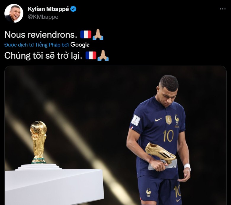 Mbappe gửi thông điệp mạnh mẽ sau thất bại của ĐT Pháp ở chung kết World Cup 2022 - Ảnh 1