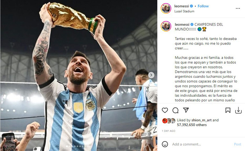 Messi đánh bại 'quả trứng', lập kỷ lục thế giới trên mạng xã hội - Ảnh 2