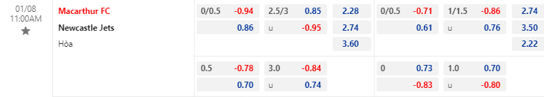 Tỷ lệ kèo hiệp 1 Macarthur vs Newcastle Jets, 11h00 ngày 08/01 - Ảnh 1