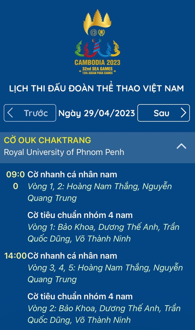 Lịch thi đấu SEA Games 32 của Việt Nam ngày 29/4: Cờ ốc ra quân - Ảnh 1