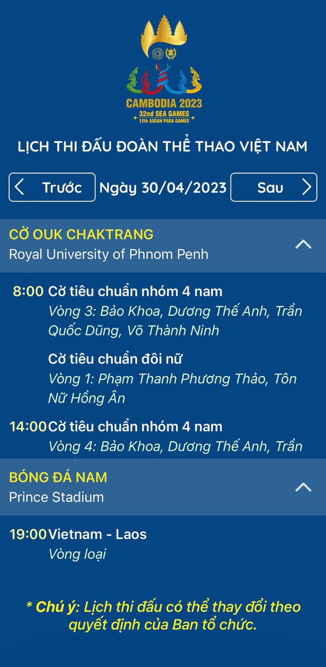 Lịch thi đấu SEA Games 32 của Việt Nam ngày 30/4: U22 Việt Nam xung trận - Ảnh 1