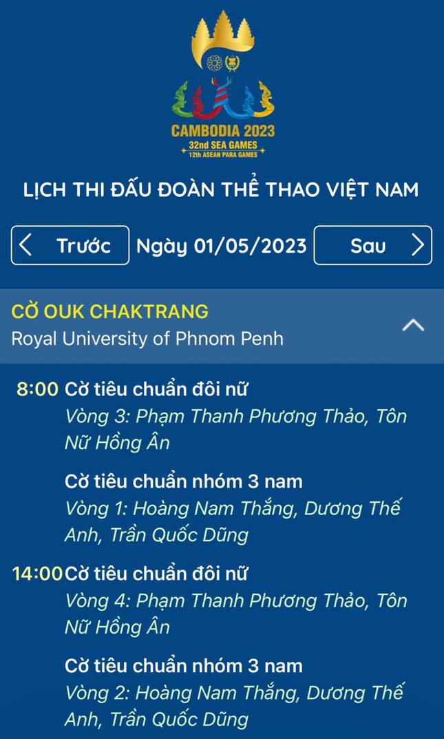 Lịch thi đấu SEA Games 32 của Việt Nam ngày 1/5: Cờ ốc tranh tài - Ảnh 2