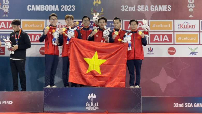Dàn hot boy TDDC Việt Nam bảo vệ thành công HCV SEA Games nội dung đồng đội - Ảnh 1