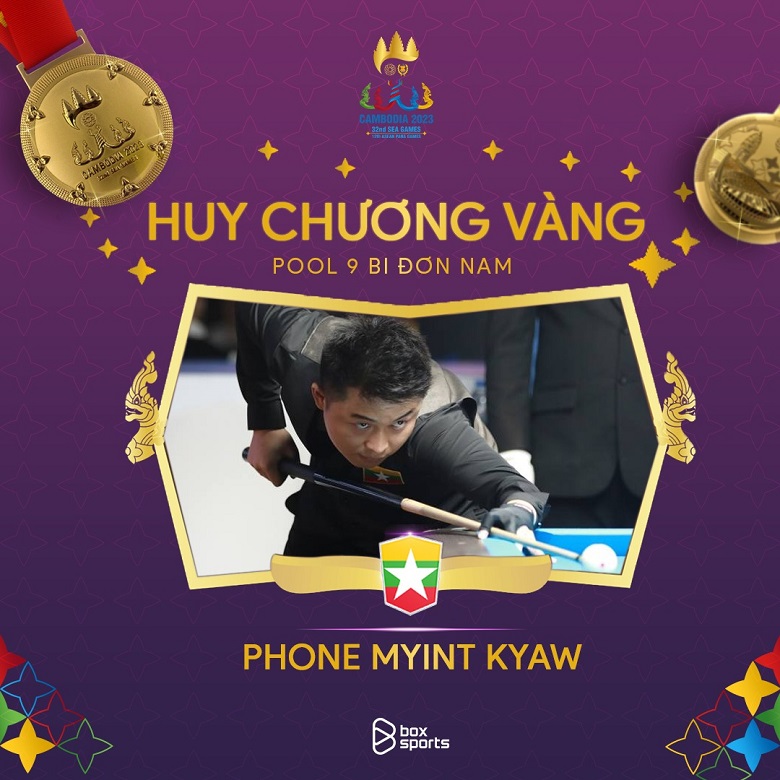 Phone Myint Kyaw thắng thuyết phục Aloysius Yapp, giành HCV pool 9 bi SEA Games 32 - Ảnh 1