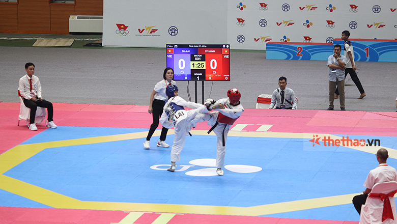 Giải Taekwondo trẻ toàn quốc có hệ thống thiết bị chấm điểm chuẩn quốc tế - Ảnh 1