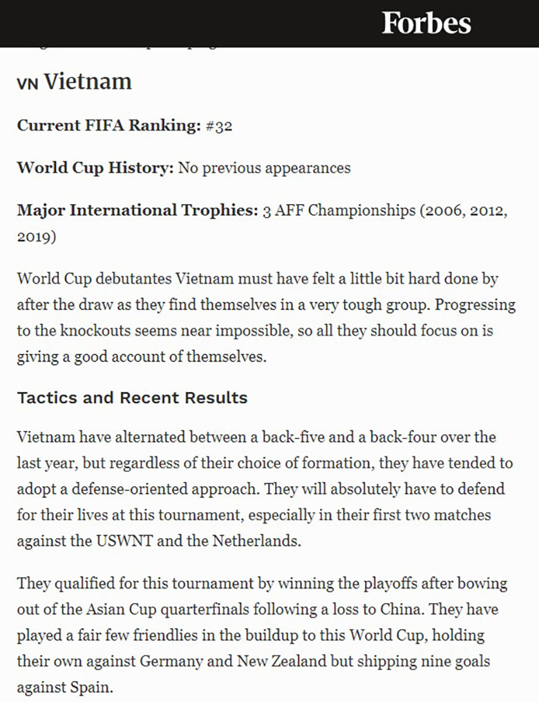 Forbes: Gặp Bồ Đào Nha là cơ hội để ĐT nữ Việt Nam ghi bàn ở World Cup nữ 2023 - Ảnh 1