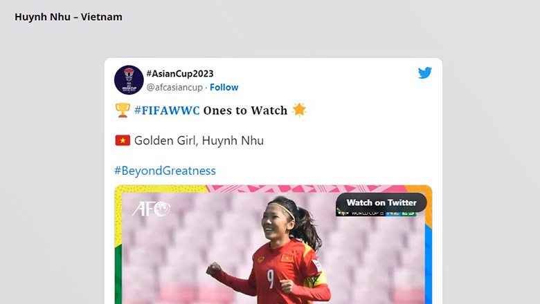 AFC chọn Huỳnh Như là ngôi sao của bóng đá châu Á ở World Cup 2023 - Ảnh 1