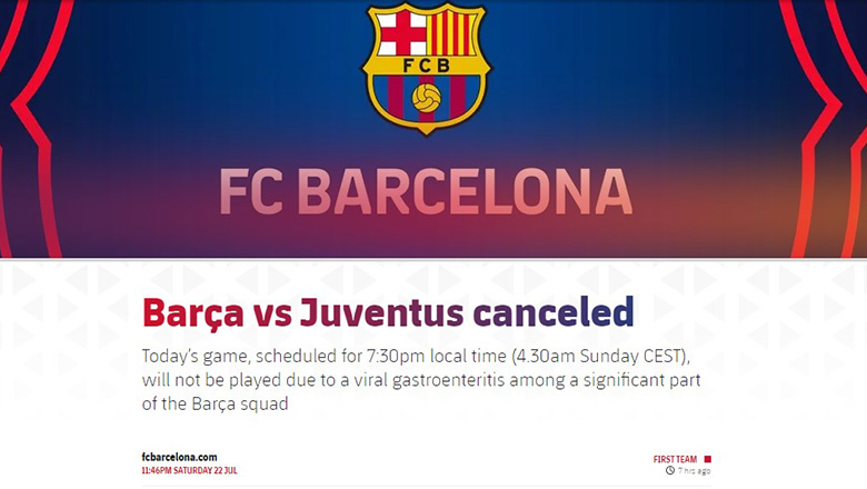 Tại sao trận Barcelona vs Juventus bị hoãn? - Ảnh 1
