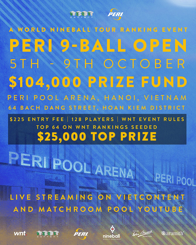 Peri 9-ball Open 2023 được tổ chức tại Hà Nội, tổng tiền thưởng hơn 100.000 USD - Ảnh 2