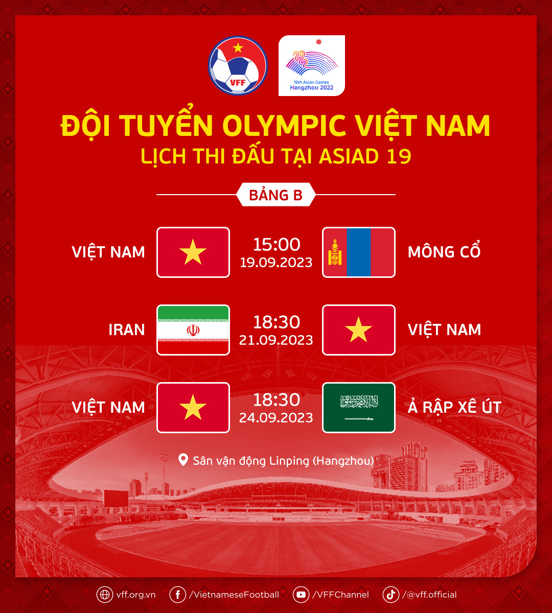 Lịch thi đấu bóng đá nam của Olympic Việt Nam tại ASIAD 19 - Ảnh 1