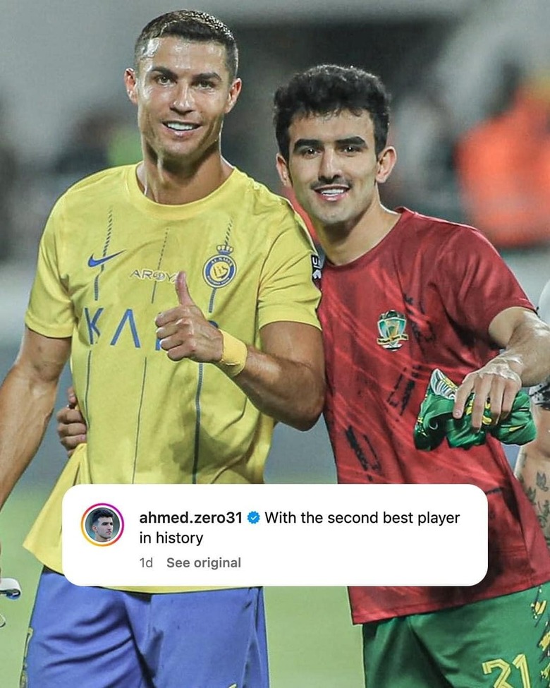 Tiền đạo Iraq gọi Ronaldo là ‘Cầu thủ vĩ đại thứ hai lịch sử’ sau khi xin chụp ảnh cùng - Ảnh 1