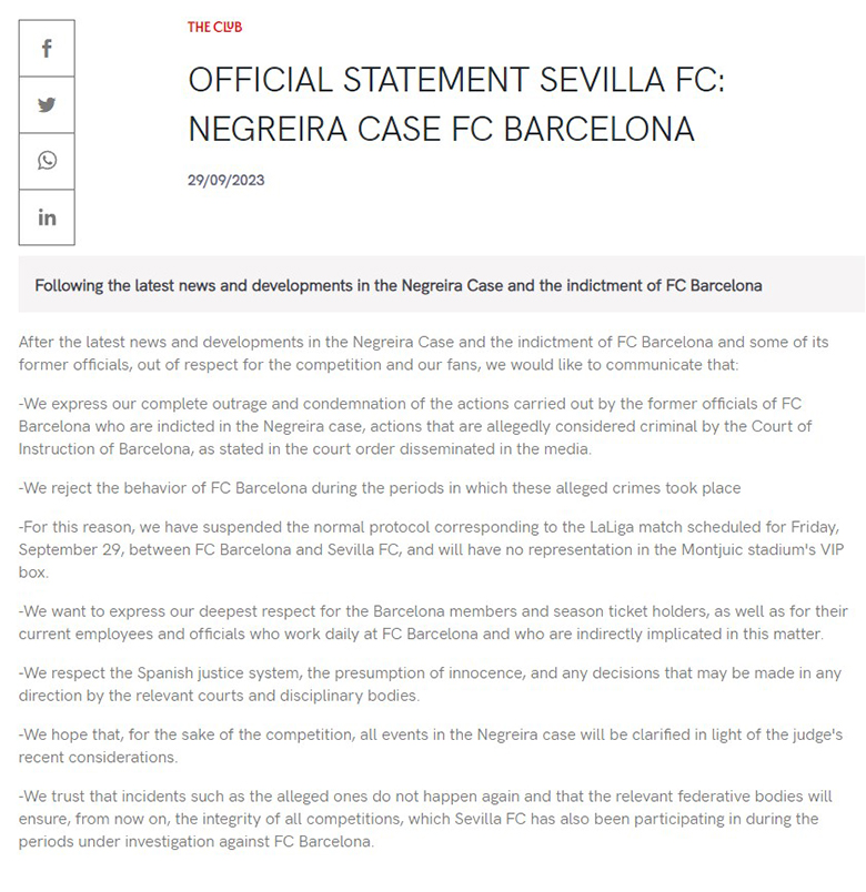 Đối thủ tẩy chay Barca vụ hối lộ trọng tài: Lãnh đạo từ chối tới sân, hàng loạt CLB ra thông báo khẩn - Ảnh 1