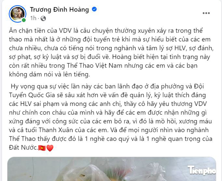 Võ sĩ Trương Đình Hoàng: Ăn chặn tiền VĐV là chuyện thường xuyên của thể thao Việt Nam - Ảnh 1