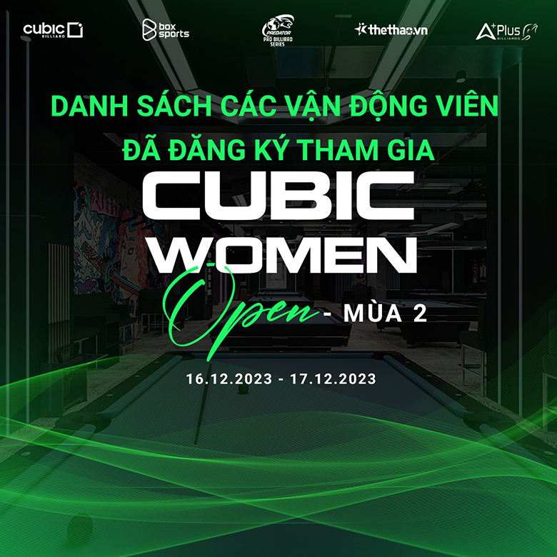 Danh sách các cơ thủ tham dự Cubic Women Open 2023 - mùa 2 - Ảnh 1