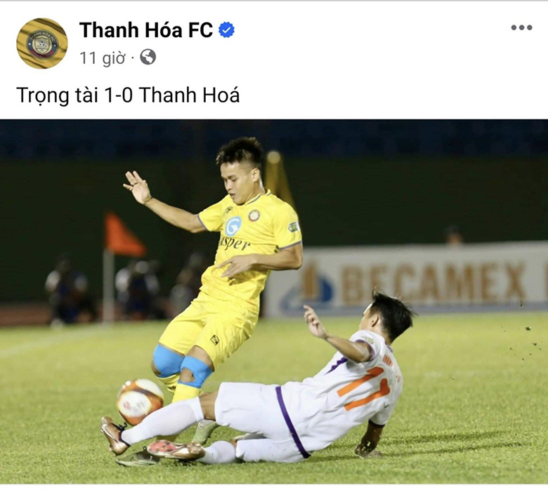 Trang chủ CLB Thanh Hóa mỉa mai trọng tài sau trận thua Bình Dương - Ảnh 2