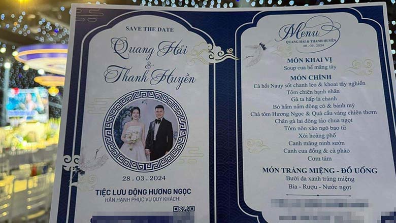 Đám cưới Quang Hải - Thanh Huyền chơi sang, tổ chức hẳn 2 thực đơn cho 2 bữa cỗ - Ảnh 2