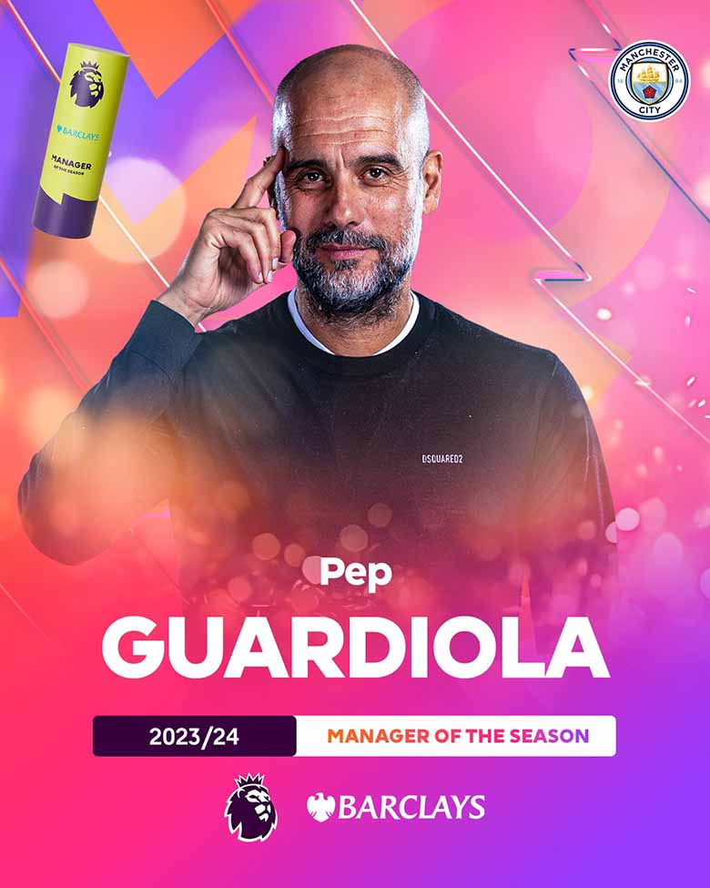Pep Guardiola giành giải HLV xuất sắc nhất Ngoại hạng Anh mùa giải 2023/2024 - Ảnh 1