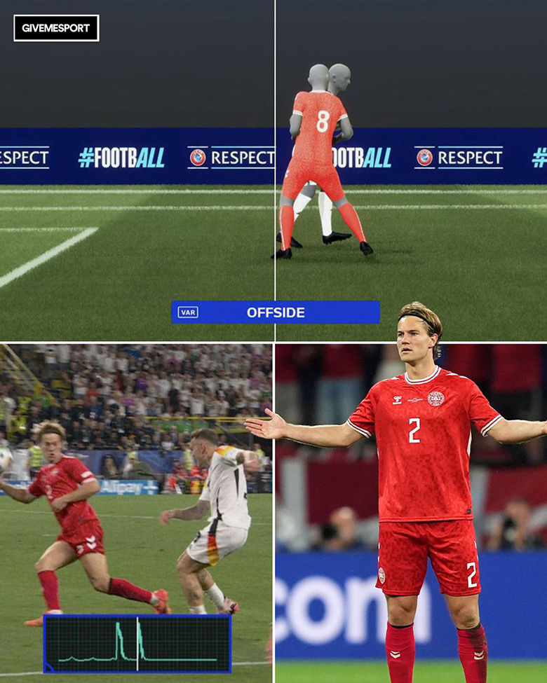 Cầu thủ ĐT Đan Mạch bị thổi việt vị theo kiểu ‘chân tơ kẽ tóc’, mất bàn thắng trước ĐT Đức - Ảnh 1
