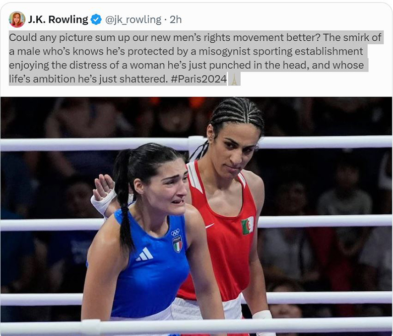 Nhà văn Rowling chỉ trích Olympic Paris 2024 vì để VĐV Boxing 'nam' đấu với nữ - Ảnh 1