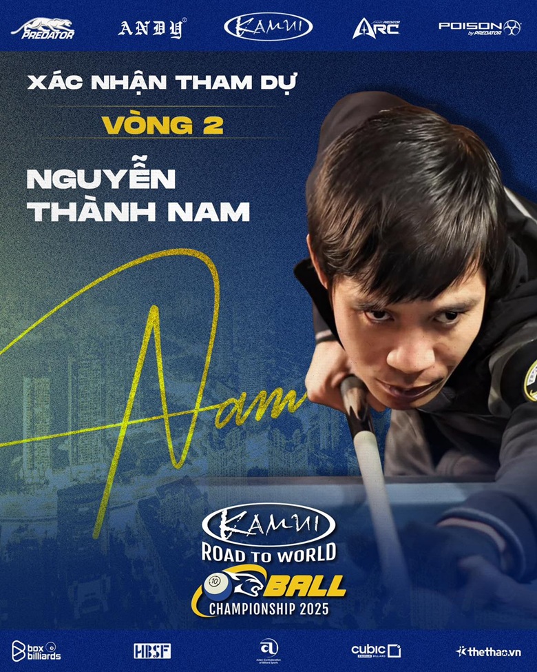 Thành Nam tái xuất, góp mặt ở vòng loại 2 Kamui Road to World 10-ball Championship 2025 - Ảnh 1