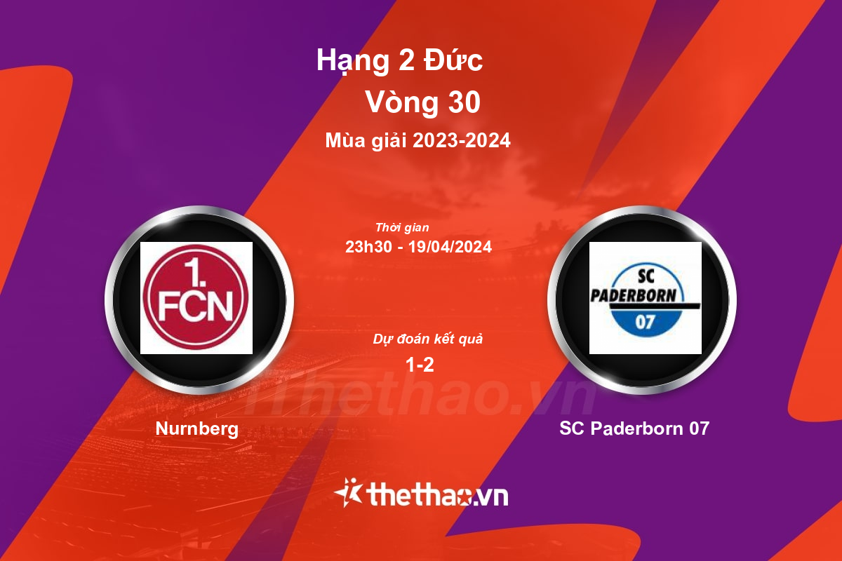Nhận định, soi kèo Nurnberg vs SC Paderborn 07, 23:30 ngày 19/04/2024 Hạng 2 Đức 2023-2024