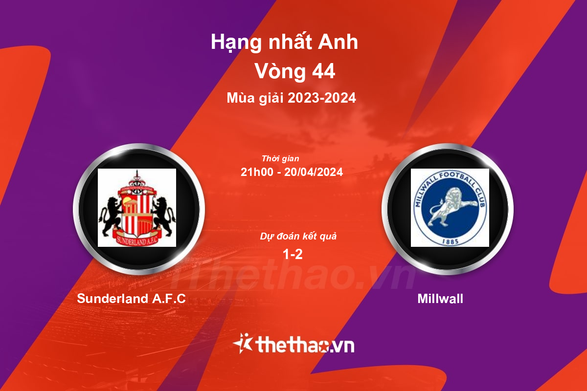 Nhận định, soi kèo Sunderland A.F.C vs Millwall, 21:00 ngày 20/04/2024 Hạng nhất Anh 2023-2024