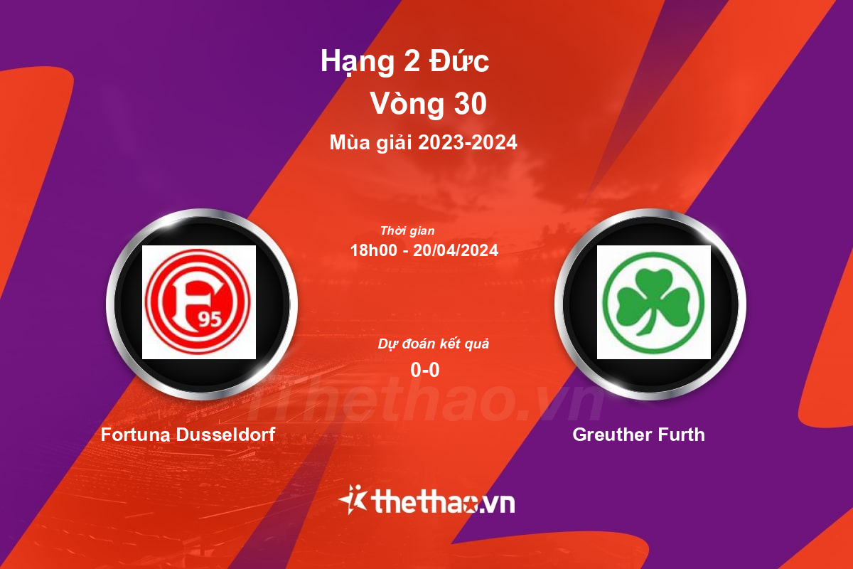 Nhận định, soi kèo Fortuna Dusseldorf vs Greuther Furth, 18:00 ngày 20/04/2024 Hạng 2 Đức 2023-2024