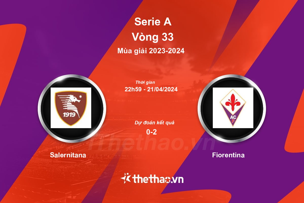 Nhận định, soi kèo Salernitana vs Fiorentina, 22:59 ngày 21/04/2024 Serie A 2023-2024
