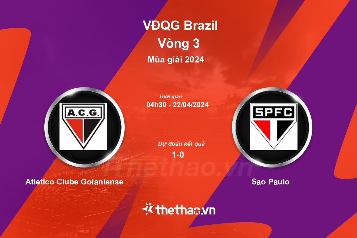 Nhận định, soi kèo Atletico Clube Goianiense vs Sao Paulo, 04:30 ngày 22/04/2024 VĐQG Brazil 2024