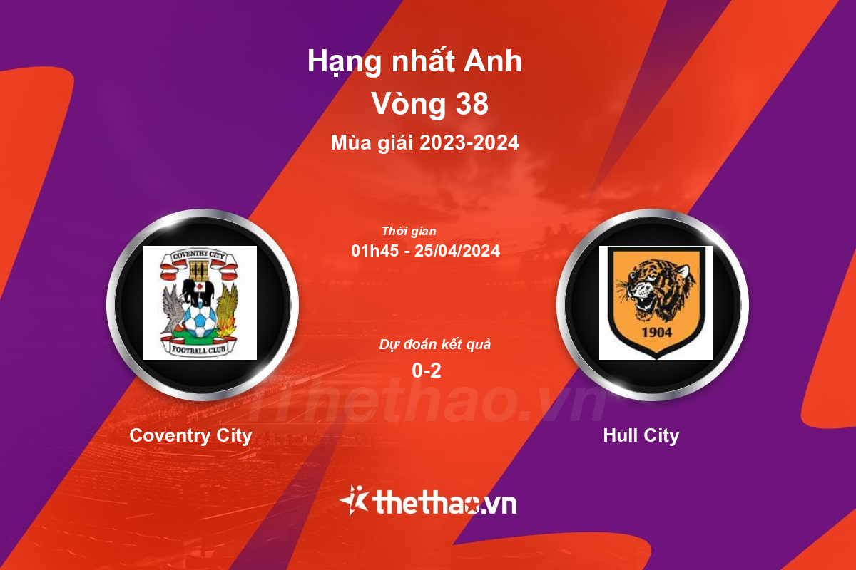 Nhận định, soi kèo Coventry City vs Hull City, 01:45 ngày 25/04/2024 Hạng nhất Anh 2023-2024