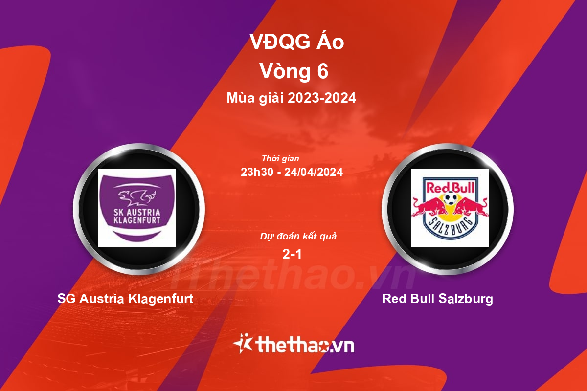 Nhận định, soi kèo SG Austria Klagenfurt vs Red Bull Salzburg, 23:30 ngày 24/04/2024 VĐQG Áo 2023-2024