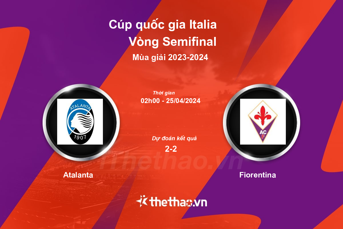 Nhận định, soi kèo Atalanta vs Fiorentina, 02:00 ngày 25/04/2024 Cúp quốc gia Italia 2023-2024