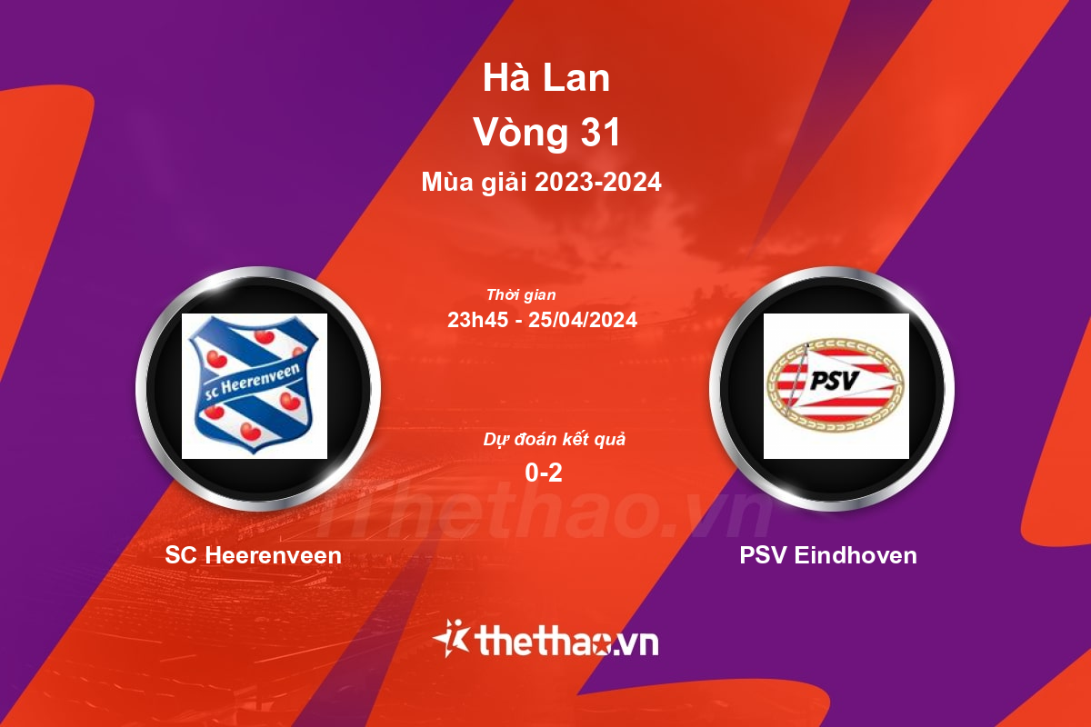 Nhận định, soi kèo SC Heerenveen vs PSV Eindhoven, 23:45 ngày 25/04/2024 Hà Lan 2023-2024