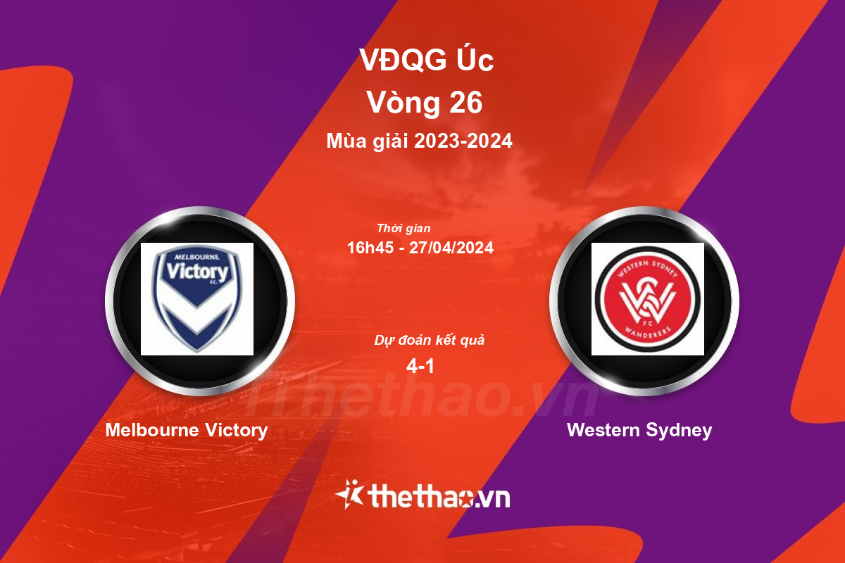 Nhận định, soi kèo Melbourne Victory vs Western Sydney, 16:45 ngày 27/04/2024 VĐQG Úc 2023-2024