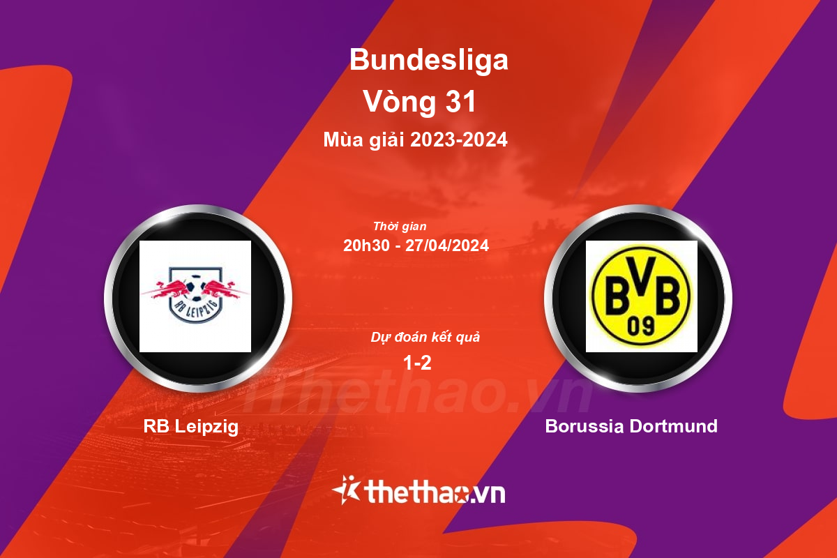 Nhận định, soi kèo RB Leipzig vs Borussia Dortmund, 20:30 ngày 27/04/2024 Bundesliga 2023-2024