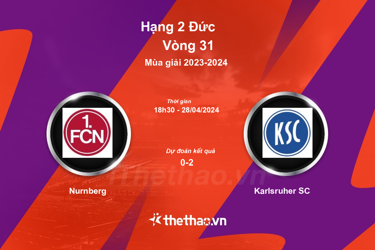 Nhận định, soi kèo Nurnberg vs Karlsruher SC, 18:30 ngày 28/04/2024 Hạng 2 Đức 2023-2024