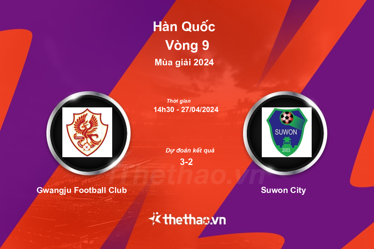 Nhận định bóng đá trận Gwangju Football Club vs Suwon City