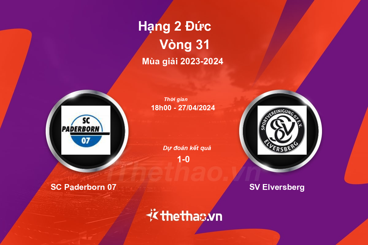 Nhận định, soi kèo SC Paderborn 07 vs SV Elversberg, 18:00 ngày 27/04/2024 Hạng 2 Đức 2023-2024