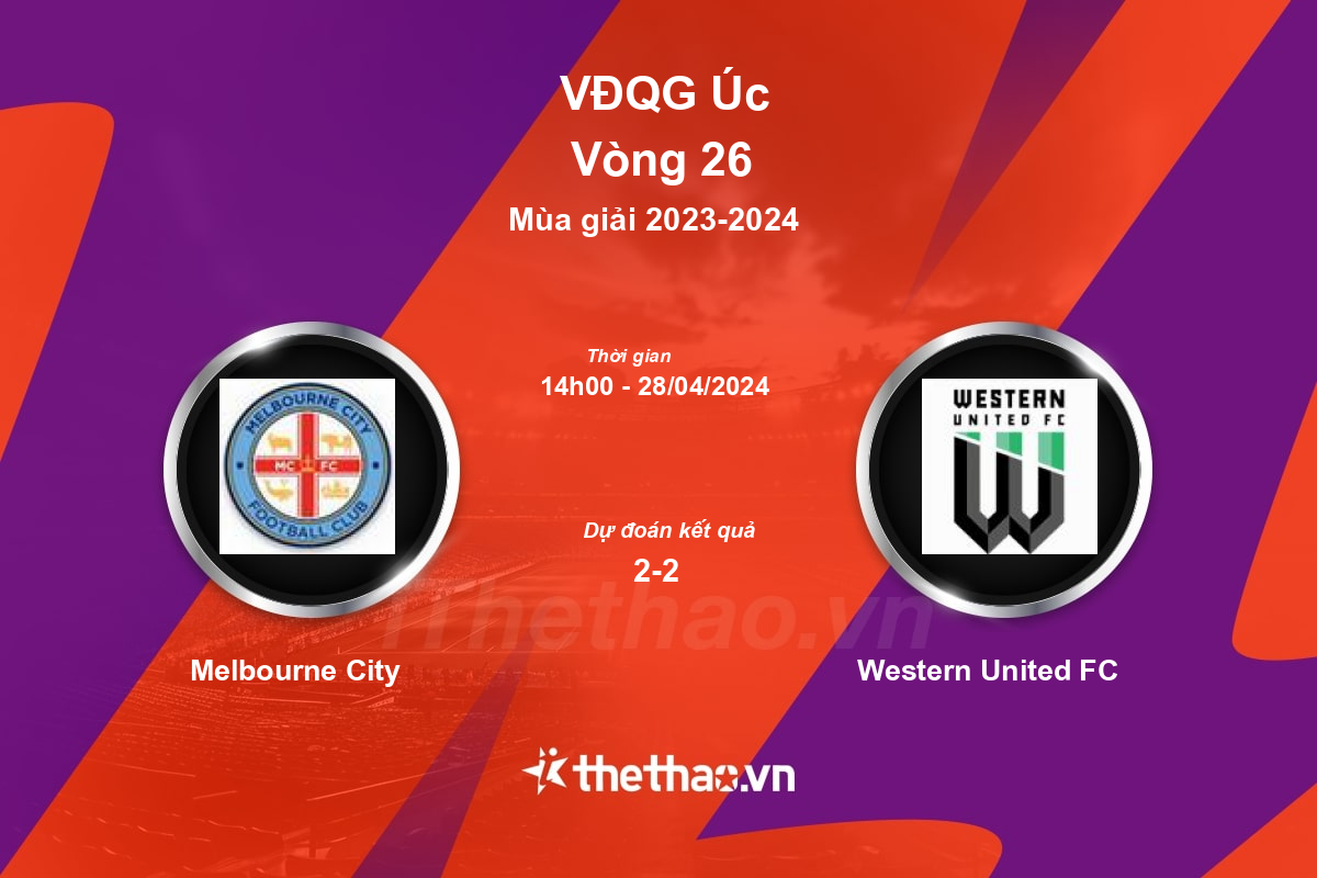 Nhận định, soi kèo Melbourne City vs Western United FC, 14:00 ngày 28/04/2024 VĐQG Úc 2023-2024