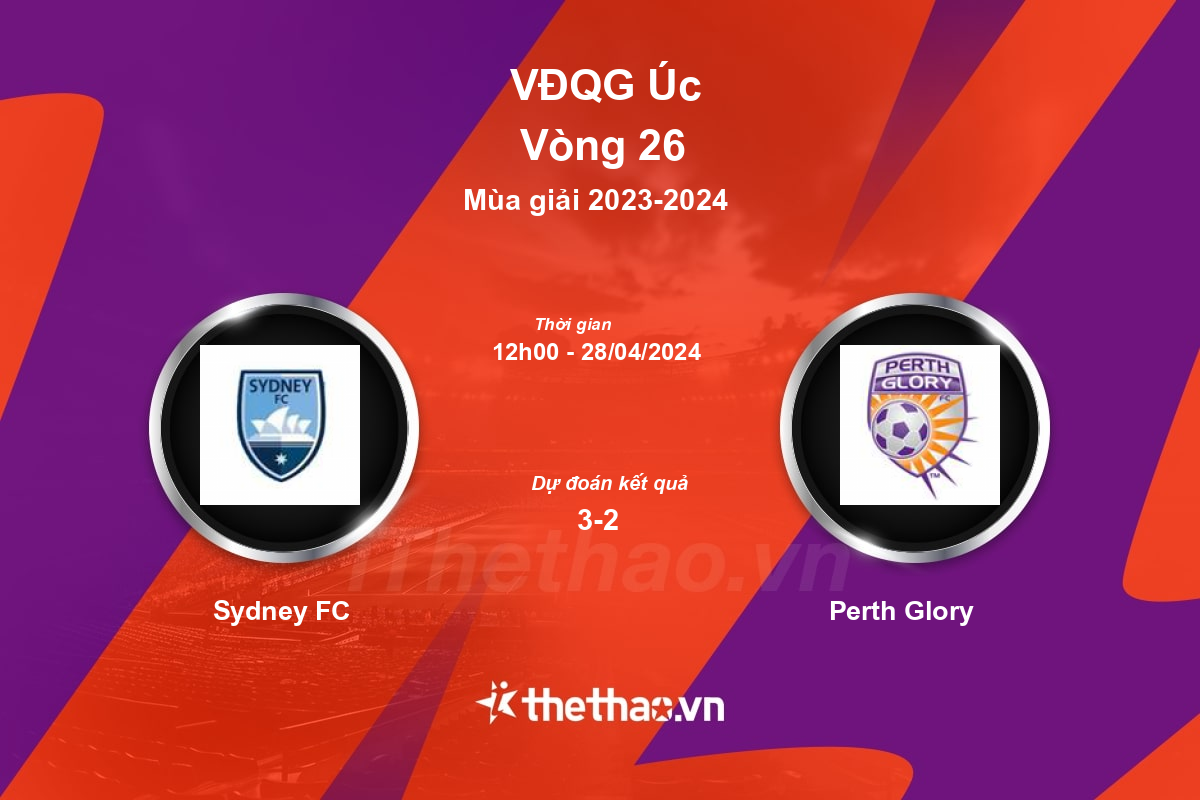 Nhận định, soi kèo Sydney FC vs Perth Glory, 12:00 ngày 28/04/2024 VĐQG Úc 2023-2024