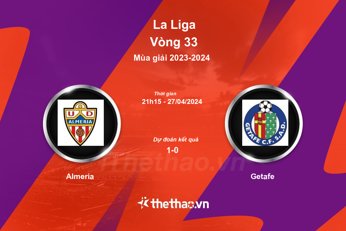 Nhận định, soi kèo Almeria vs Getafe, 21:15 ngày 27/04/2024 La Liga 2023-2024