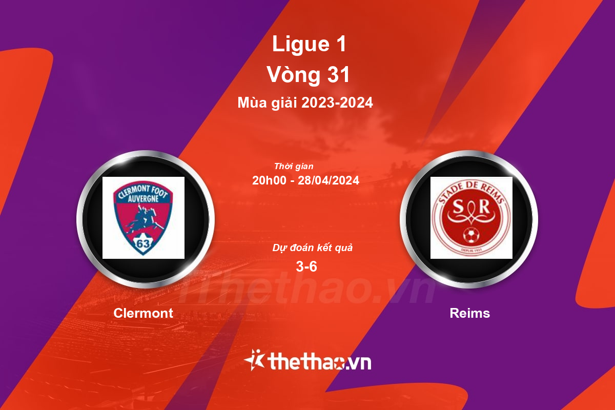 Nhận định, soi kèo Clermont vs Reims, 20:00 ngày 28/04/2024 Ligue 1 2023-2024