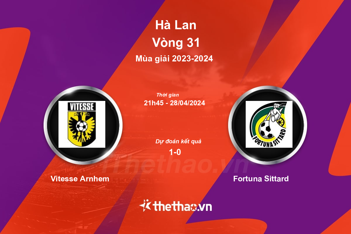 Nhận định, soi kèo Vitesse Arnhem vs Fortuna Sittard, 21:45 ngày 28/04/2024 Hà Lan 2023-2024