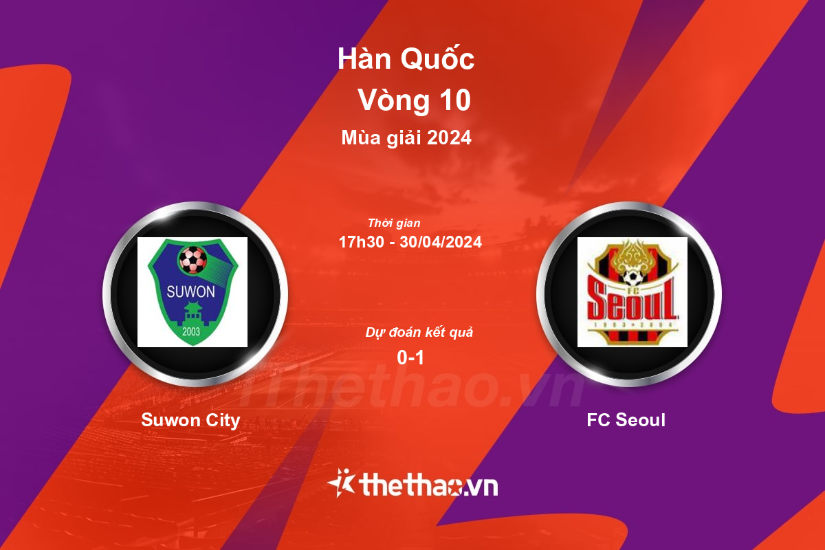 Nhận định, soi kèo Suwon City vs FC Seoul, 17:30 ngày 30/04/2024 Hàn Quốc 2024