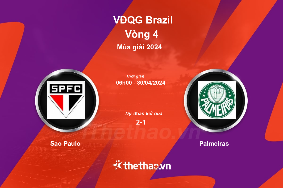 Nhận định, soi kèo Sao Paulo vs Palmeiras, 06:00 ngày 30/04/2024 VĐQG Brazil 2024