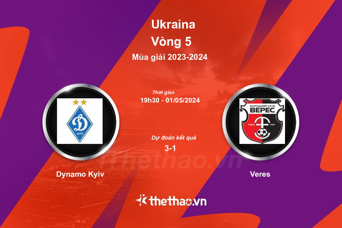 Nhận định, soi kèo Dynamo Kyiv vs Veres, 19:30 ngày 01/05/2024 Ukraina 2023-2024