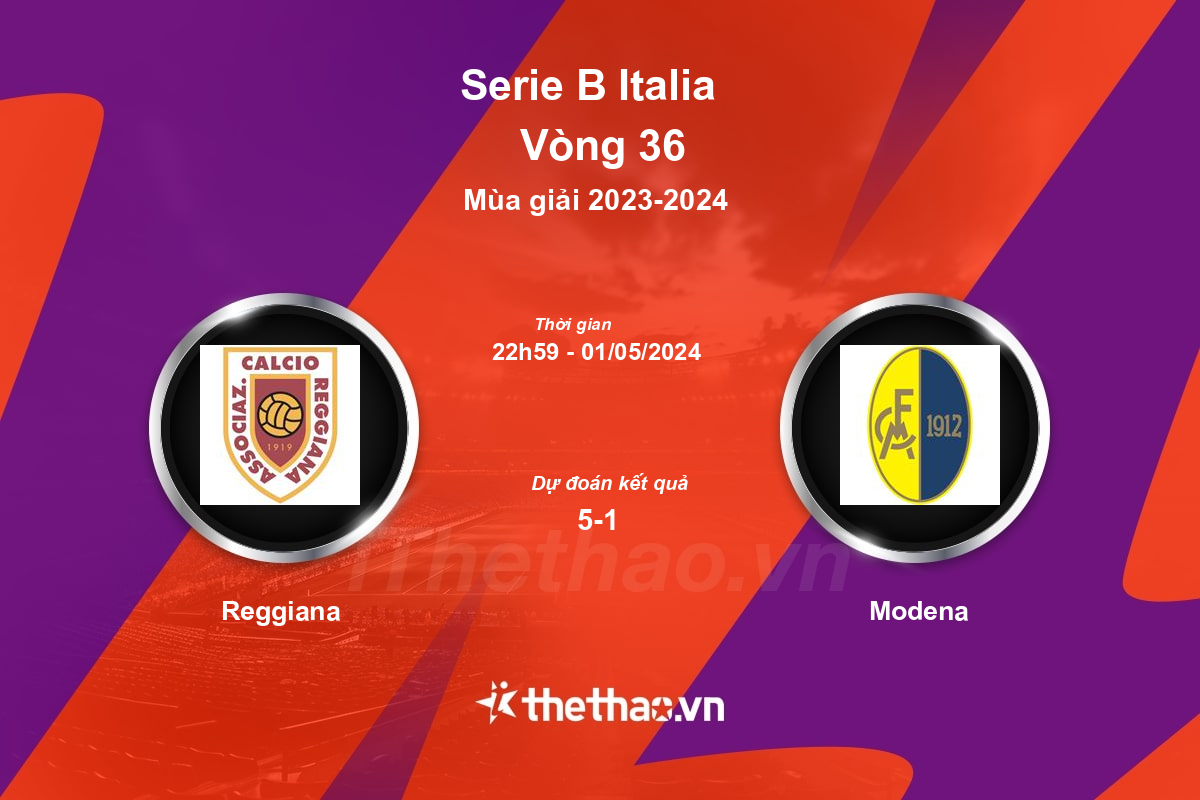 Nhận định, soi kèo Reggiana vs Modena, 22:59 ngày 01/05/2024 Serie B Italia 2023-2024