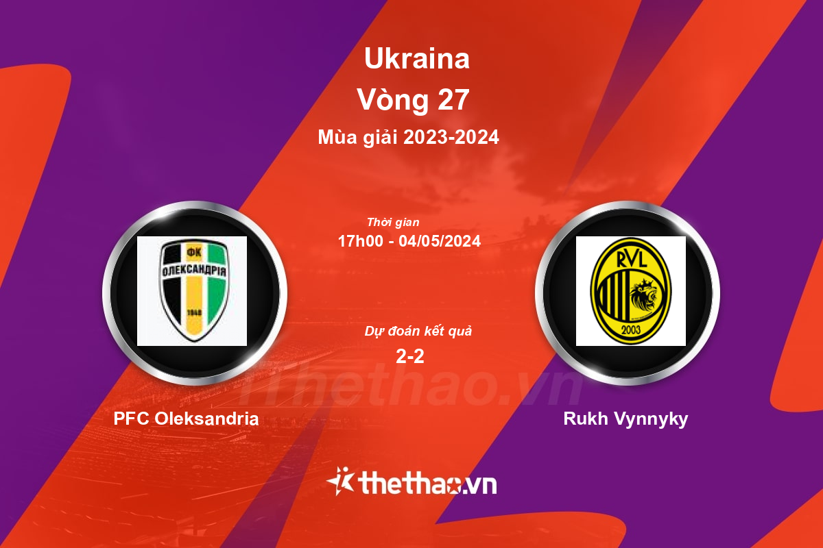 Nhận định, soi kèo PFC Oleksandria vs Rukh Vynnyky, 17:00 ngày 04/05/2024 Ukraina 2023-2024